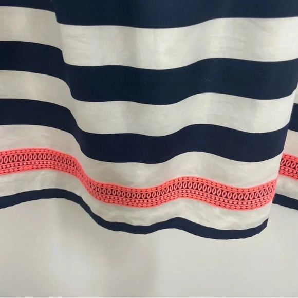 Vineyard Vines Nautical Navy Blue White Striped Embroidered Trim Dress - Picture 9 of 12